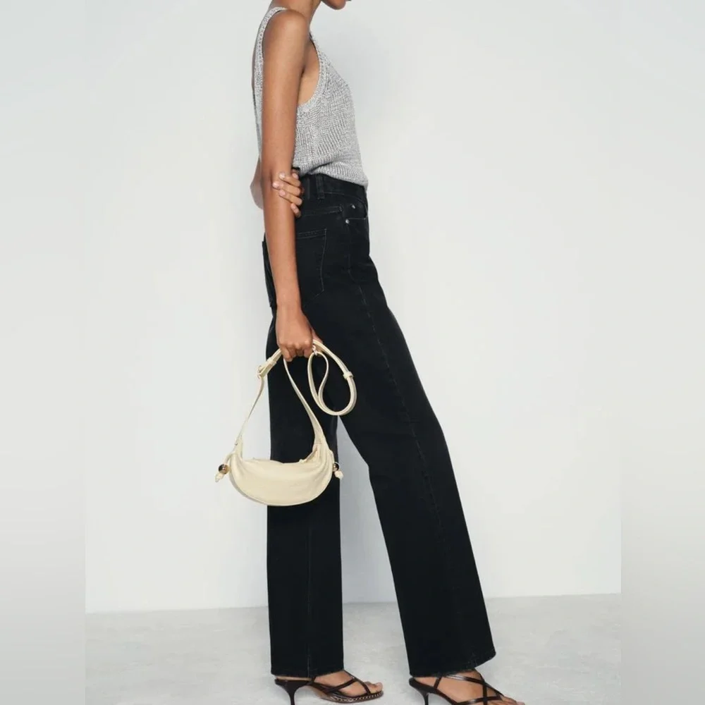 Zara‎ Cream Crossbody Purse Bag Gold Bohemian
